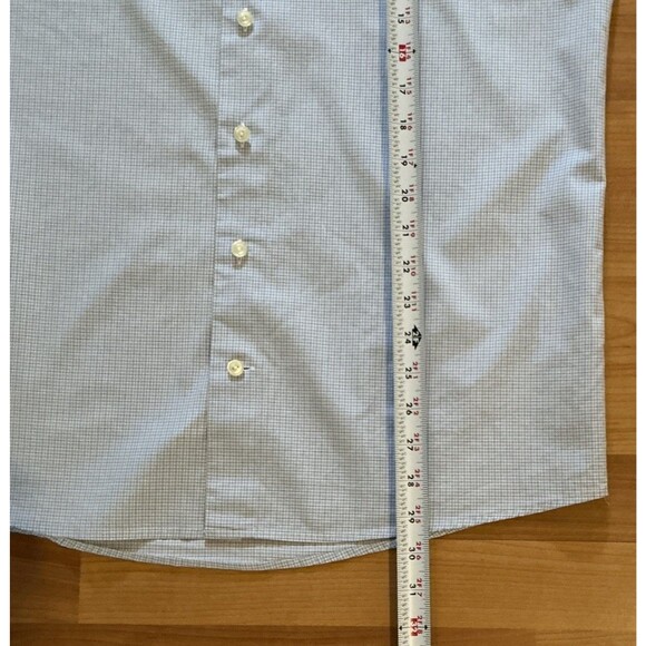 Eton‎ Dress Shirt Slim Blue Long Sleeve Button Up Micro Check Preppy Mens Large - Picture 8 of 12